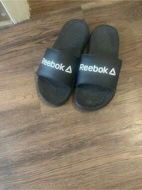 Reebok Black Slides with White Logo